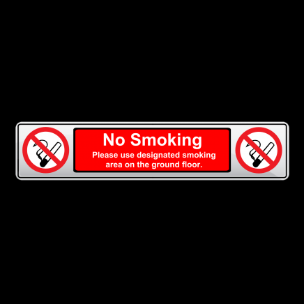 No smoking sign with white text on red background