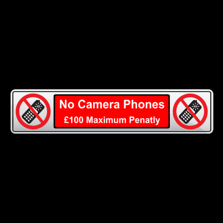 NO CAMERA PHONES - Number Plate Shaped Prohibition Sign